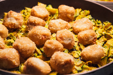 hotel restaurant food catering service buffet or cocktail banquet for wedding receptions, seminars, meetings, conferences, parties or events. Freshly baked appetizers, starters and canapes concept