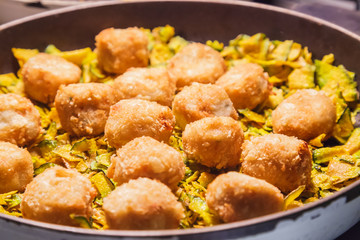 hotel restaurant food catering service buffet or cocktail banquet for wedding receptions, seminars, meetings, conferences, parties or events. Freshly baked appetizers, starters and canapes concept