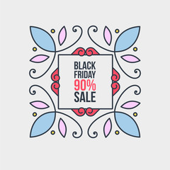 Trendy line art frame with promo text