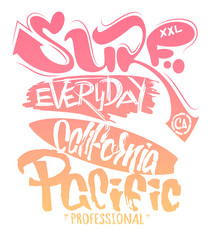 Surf graphic. T-shirt Printing. Lettering Vector Design © rosovskyi