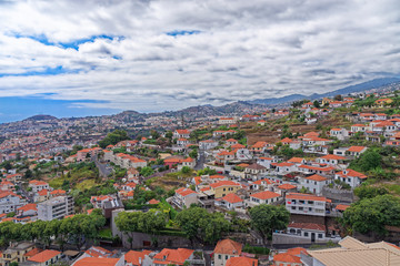 Fototapeta na wymiar Beautiful panoramic view at residential district on Madeira island, Portugal