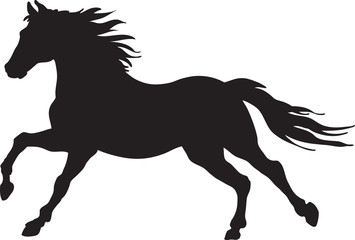 Fototapeta na wymiar A silhouette of a running horse