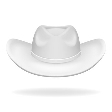Cowboy hat white isolated 3d realistic icon design vector illustration