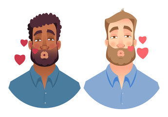 emotions of man face set