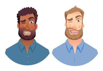 emotions of man face set