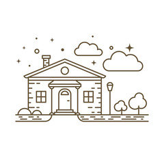 Fototapeta premium Cute flat line icon of country house. Vector