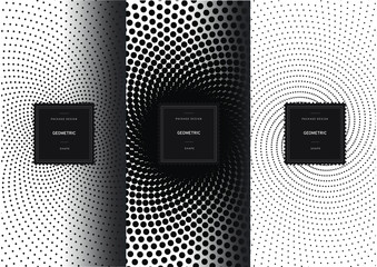 Set of optical art patterns for background and stickers with logos. Vector packaging design elements and templates. 