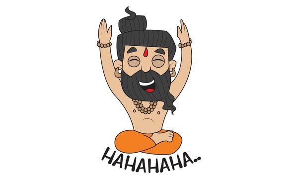 Vector cartoon illustration of cute Baba Ramdev laughing. Isolated on white  background. Stock Vector | Adobe Stock