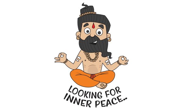 Vector cartoon illustration of cute Baba Ramdev saying looking for inner  peace. Isolated on white background. Stock Vector | Adobe Stock