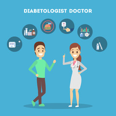 Patient on consultation with doctor. Diabetic treatment