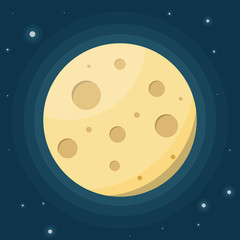 Moon against the starry sky. Night sky. Flat vector illustration.