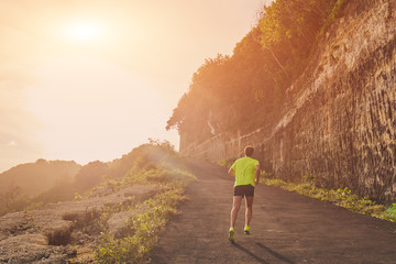 Jogging on a uphill / downhill remote road.