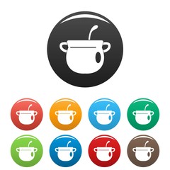 Magic cauldron icons set 9 color vector isolated on white for any design