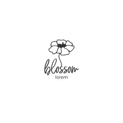 Vector hand drawn floral logo template in minimal style.