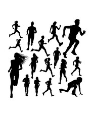 Silhouettes of runner. Good use for symbol, logo, web icon, mascot, sign, or any design you want.