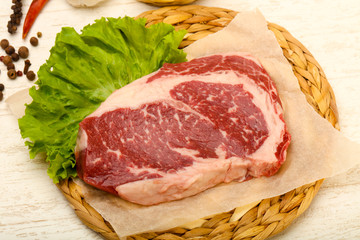 Rib eye raw steak