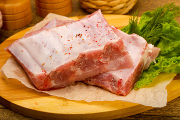 Raw pork ribs