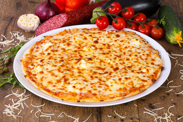 Four cheese pizza