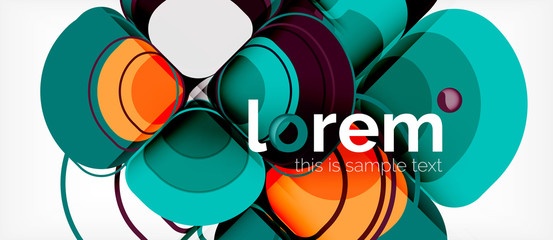 Abstract background - geometric multicolored round shapes composition. Trendy abstract layout template for business or technology presentation