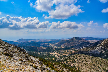 Beautiful view of the hills of the island Naxos in Greece