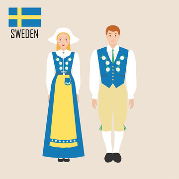 Sweden woman and man in traditional costume