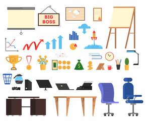 Office tools set. Collection of business icon