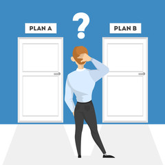 Fototapeta premium Businessman in suit choose direction of the way