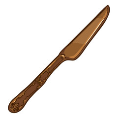 Vector Single Cartoon Bronze Vintage Dining Knife