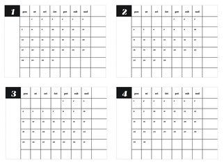 2019. Calendar planner. January, February, March, April