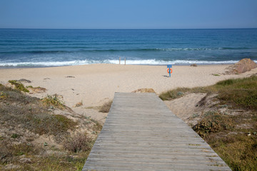 Fototapeta na wymiar Footpath at Furnas Beach; Xuno; Galicia