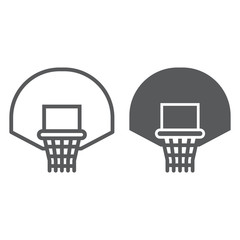 Fototapeta na wymiar Basketball hoop line and glyph icon, game and sport, basket sign, vector graphics, a linear pattern on a white background,