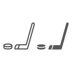 Hockey line and glyph icon, game and sport, hockey stick sign, vector graphics, a linear pattern on a white background,