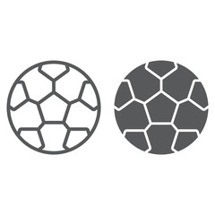 Fototapeta premium Soccer line and glyph icon, game and sport, football ball sign, vector graphics, a linear pattern on a white background,