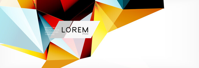 Triangle 3d polygonal art style. Future geometric design. Vector geometry futuristic illustration