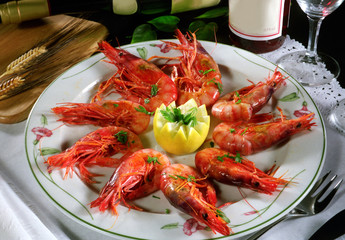 Delicioso plato de gambas.