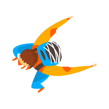 Skydiver man is in the free fall, skydiving, parachuting extreme sport vector Illustration on a white background