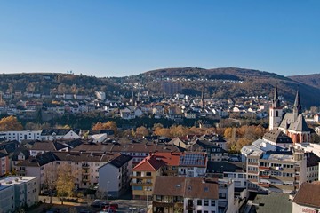 Blick über Bingen am Rhein, Rheinland-Pfalz, Deutschland 