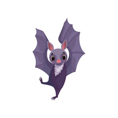 Cute purple bat funny creature cartoon character vector Illustration on a white background