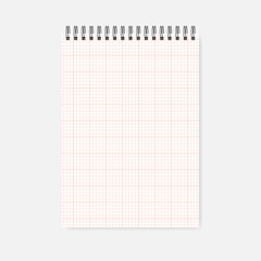 Top spiral A4 notepad - cross section squared paper page, template