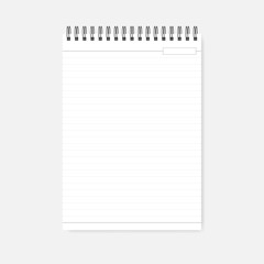 Top wire spiral lined A4 notebook with empty date header, mock-up