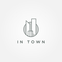 Simple Line Art City Property Realty Logo Sign Symbol Icon