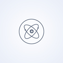 Atomic energy, vector best gray line icon