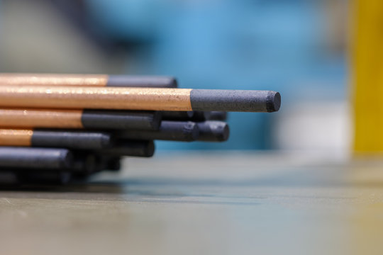 Gouging carbon electrode rods,Used in industrial metal steel,close up