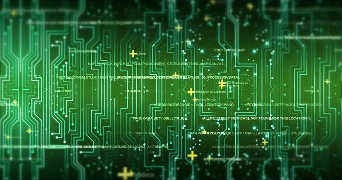 Futuristic Circuit Board Animation With Bokeh Effects - Technology Related Concept