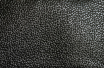 background and texture of real black leather sheet on bag leather