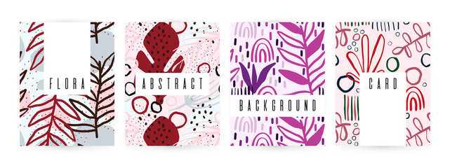 Creative background with floral elements and different textures. Collage. Design for poster, card, invitation, placard, brochure, flyer.
