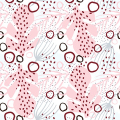 Materiał do szycia Creative pattern seamless background with floral elements and different textures. Collage. Design for poster, card, invitation, placard, brochure, flyer.