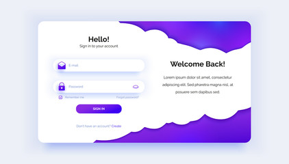The login page. Purple gradient. Sign in form. - 240372398