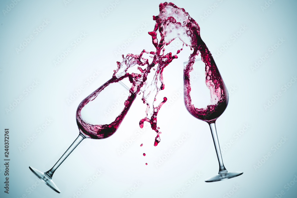 Poster wine glass glasses toast with splash splashes celebrate