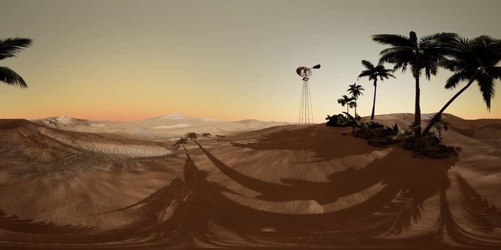vr 360 camera moving above desert. ready for use in vr360 virtual reality
